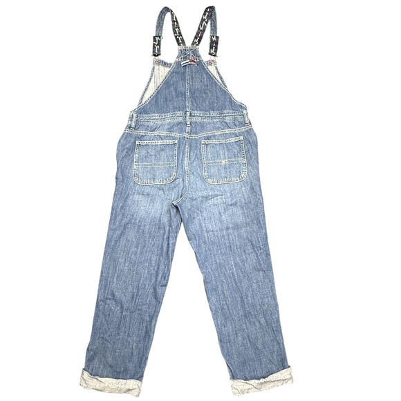 Tommy Jeans Denim Overalls Juniors Size 14 Adjustable Logo Straps Blue - Picture 2 of 12